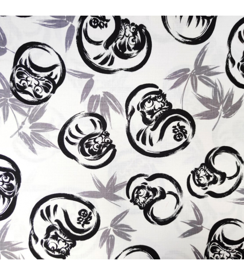 Japanese dobby fabric "Darumas" in white
