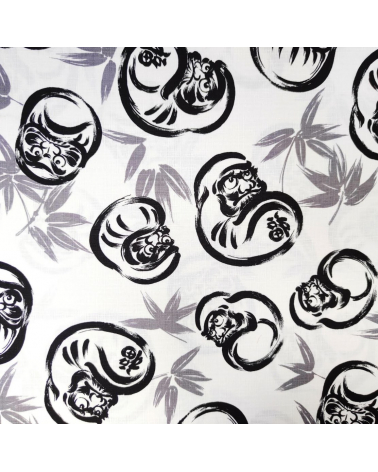 Japanese dobby fabric "Darumas" in white