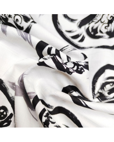 Japanese dobby fabric "Darumas" in white