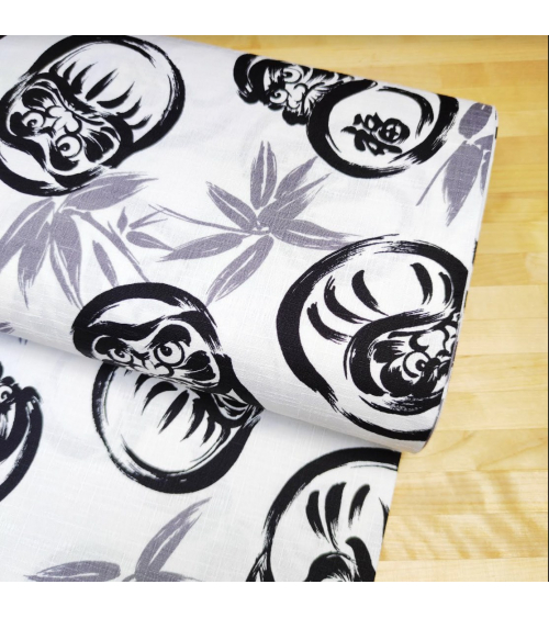 Japanese dobby fabric "Darumas" in white