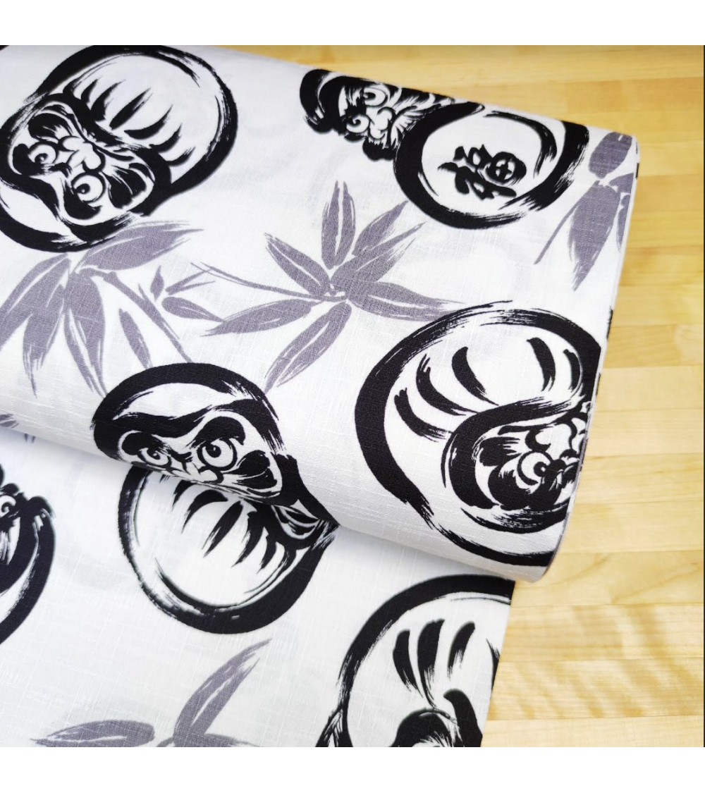 Japanese dobby fabric "Darumas" in white
