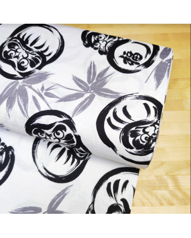 Japanese dobby fabric "Darumas" in white