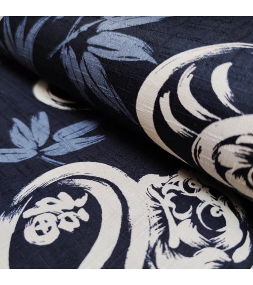 Japanese dobby fabric "Daruma" in dark blue