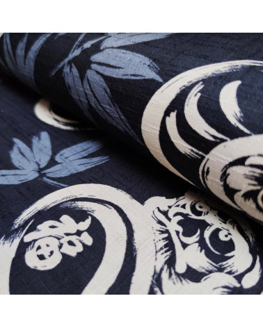 Japanese dobby fabric "Daruma" in dark blue