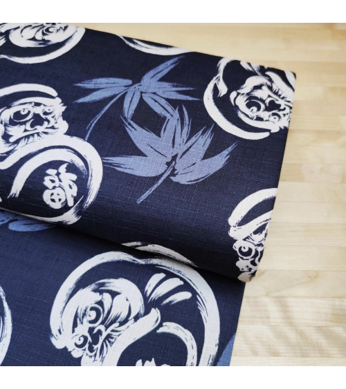 Japanese dobby fabric "Daruma" in dark blue