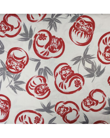 Japanese dobby fabric "Darumas" in ivory