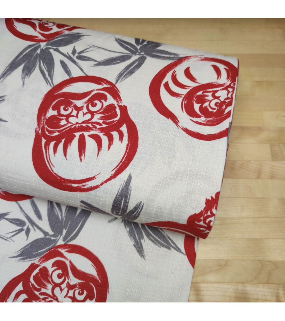 Japanese dobby fabric "Darumas" in ivory