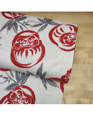 Japanese dobby fabric "Darumas" in ivory