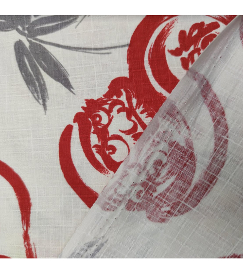 Japanese dobby fabric "Darumas" in ivory