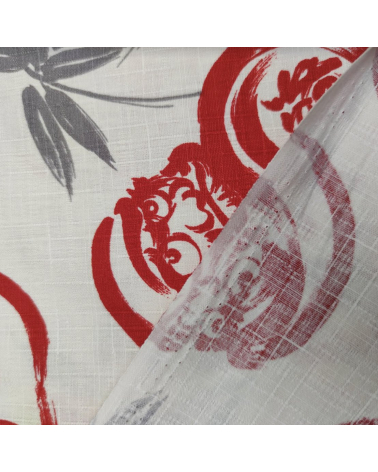 Japanese dobby fabric "Darumas" in ivory