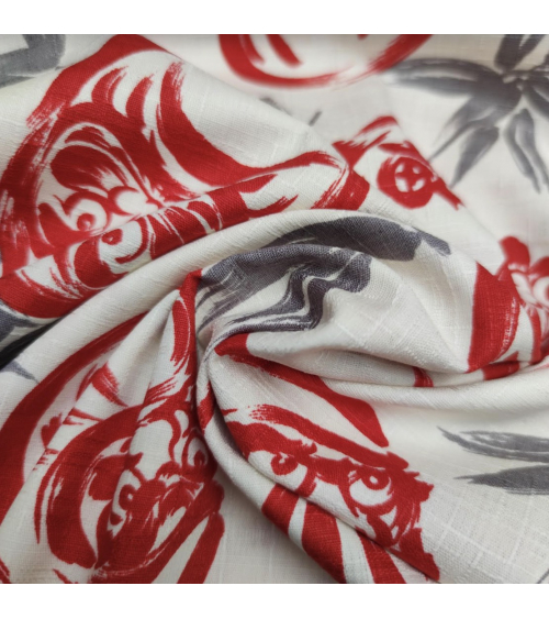 Japanese dobby fabric "Darumas" in ivory