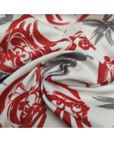 Japanese dobby fabric "Darumas" in ivory