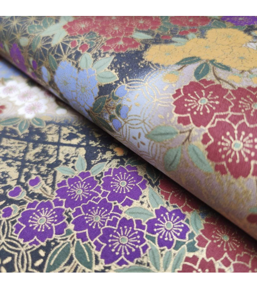 Japanese cotton wisteria fabric in grey.