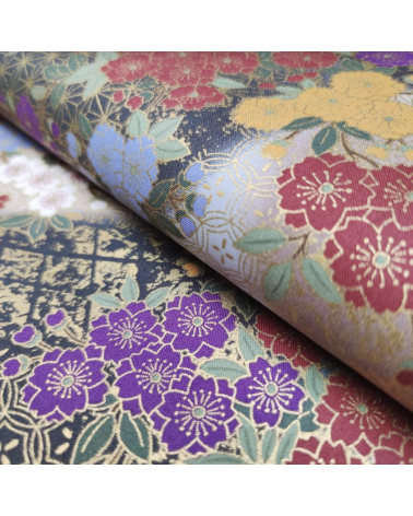 Japanese cotton wisteria fabric in grey.