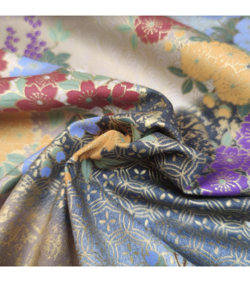 Japanese cotton wisteria fabric in grey.