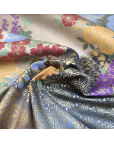 Japanese cotton wisteria fabric in grey.