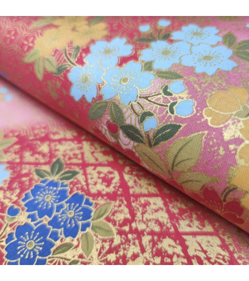 Tela japonesa de algodón glicinias en rosa fuerte.