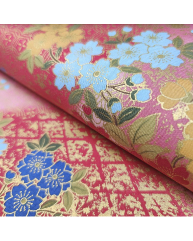Tela japonesa de algodón glicinias en rosa fuerte.