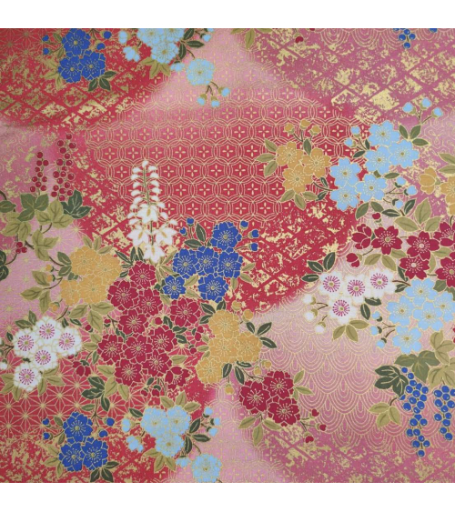 Tela japonesa de algodón glicinias en rosa fuerte.