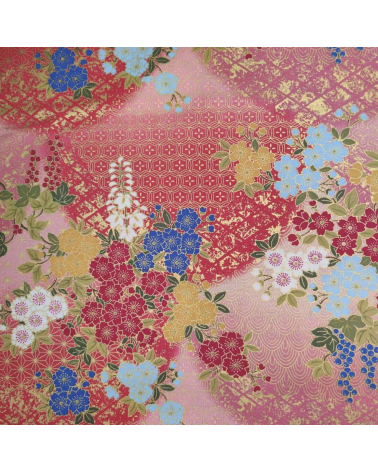 Tela japonesa de algodón glicinias en rosa fuerte.