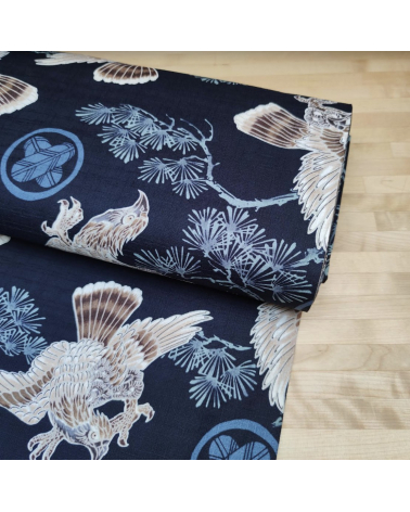 Japanese dobby fabric " Hawks " on black.