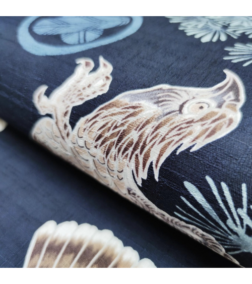 Japanese dobby fabric " Hawks " on black.