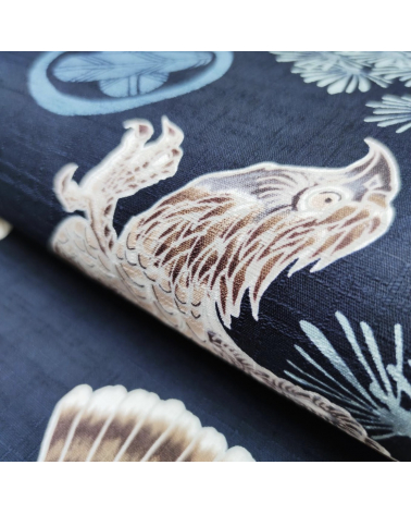 Japanese dobby fabric " Hawks " on black.