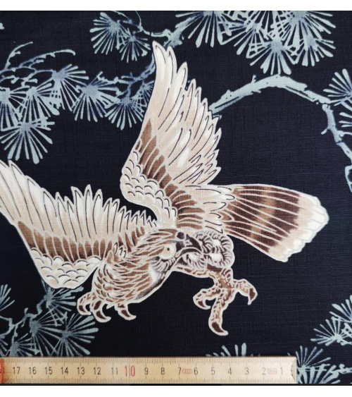 Japanese dobby fabric " Hawks " on black.