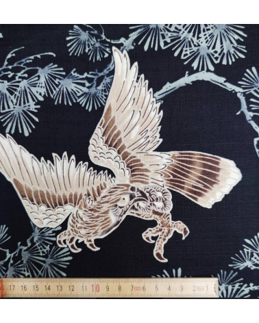 Japanese dobby fabric " Hawks " on black.