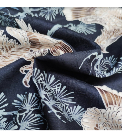 Japanese dobby fabric " Hawks " on black.