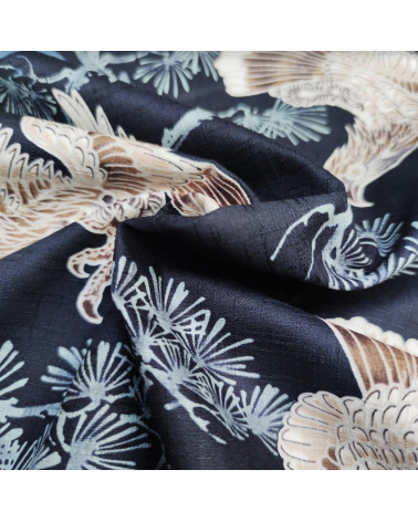 Japanese dobby fabric " Hawks " on black.