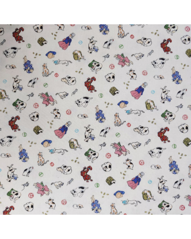 Japanese Fabric 'Edo cats' over natural white background.