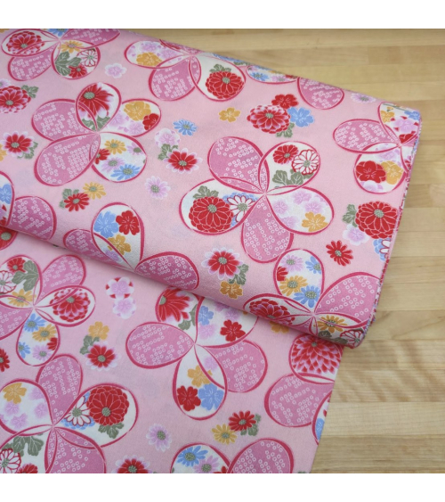 Tela japonesa de Amundsen en algodón "Ume" en rosa.