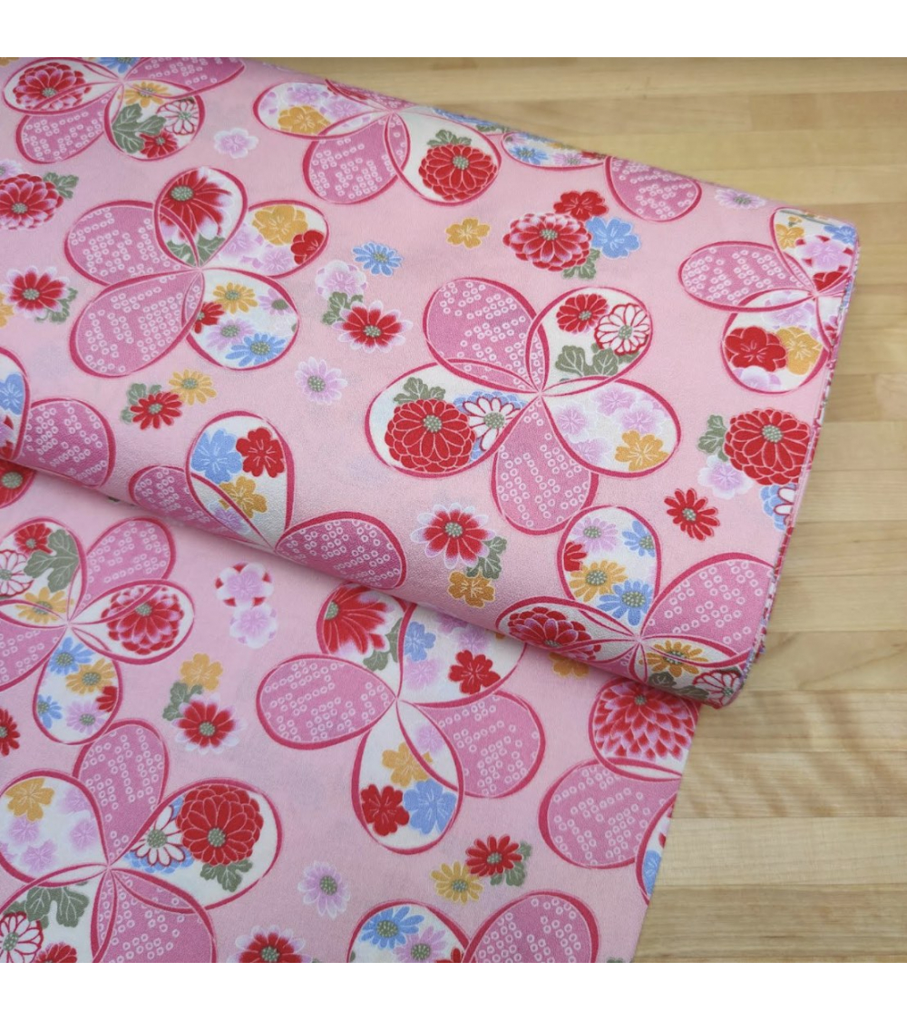 Japanese amundsen cotton fabric "Ume" in pink
