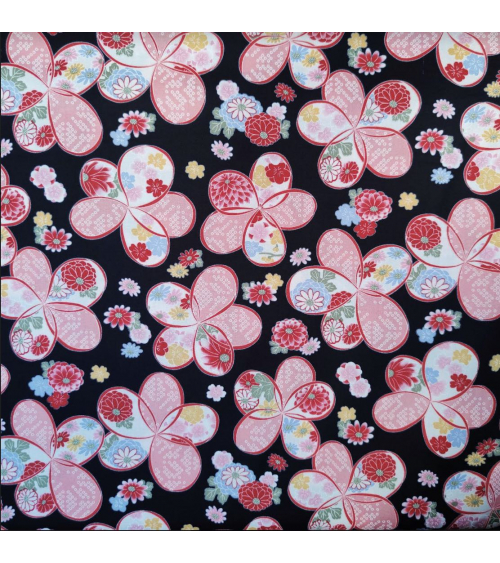 Tela japonesa de Amundsen en algodón "Ume" en negro.