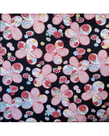 Tela japonesa de Amundsen en algodón "Ume" en negro.
