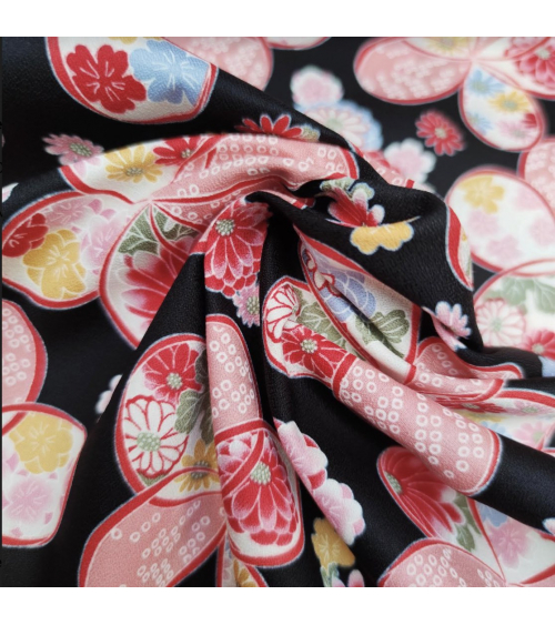 Tela japonesa de Amundsen en algodón "Ume" en negro.