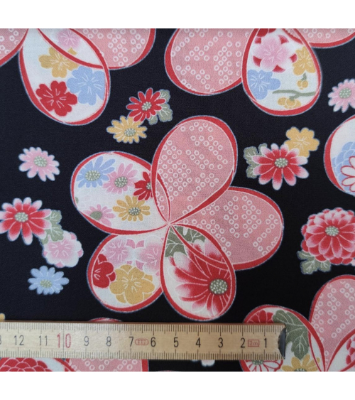 Japanese amundsen cotton fabric "Ume" in black