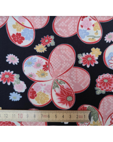 Japanese amundsen cotton fabric "Ume" in black