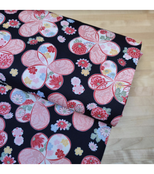 Tela japonesa de Amundsen en algodón "Ume" en negro.