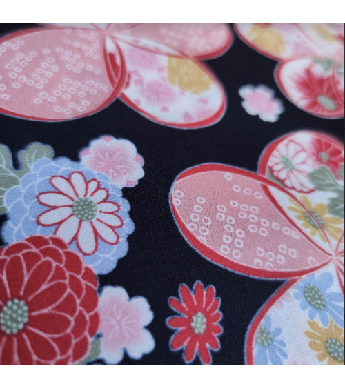 Tela japonesa de Amundsen en algodón "Ume" en negro.