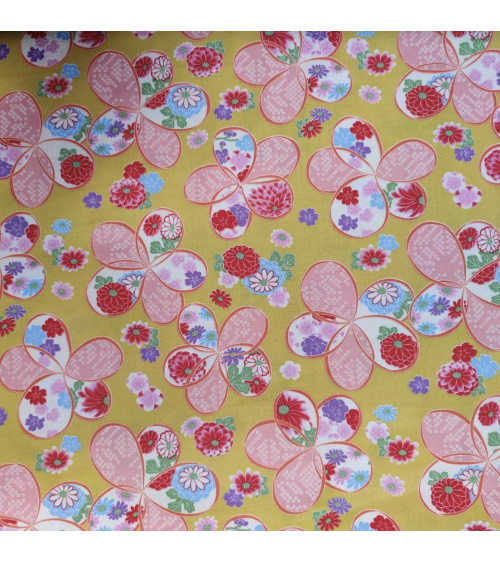 Japanese amundsen cotton fabric "Ume" in Yellow