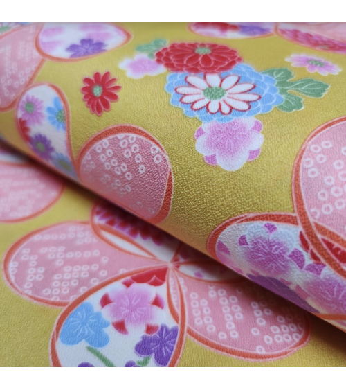Tela japonesa de Amundsen en algodón "Ume" en amarillo.
