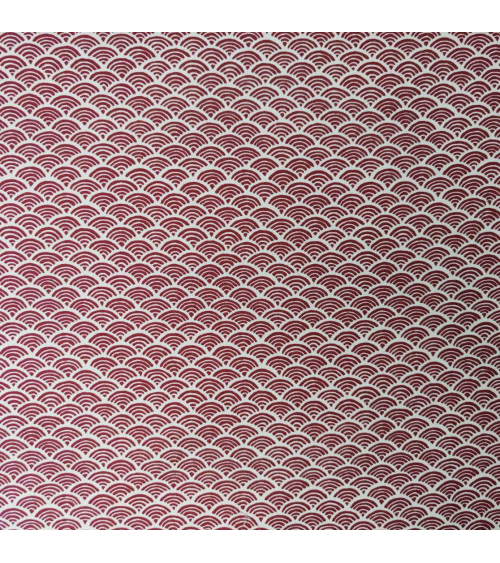 Japanese 'Seigaiha' cotton fabric burgundy over sand