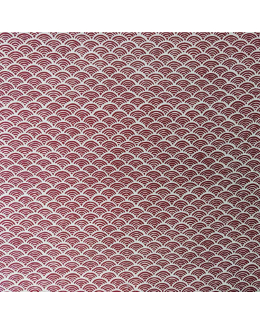 Japanese 'Seigaiha' cotton fabric burgundy over sand
