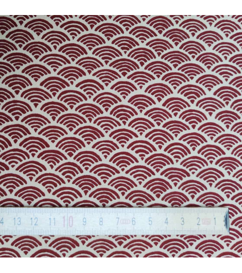 Japanese 'Seigaiha' cotton fabric burgundy over sand