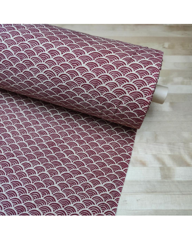 Japanese 'Seigaiha' cotton fabric burgundy over sand