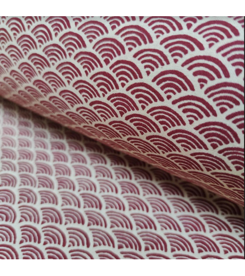 Japanese 'Seigaiha' cotton fabric burgundy over sand