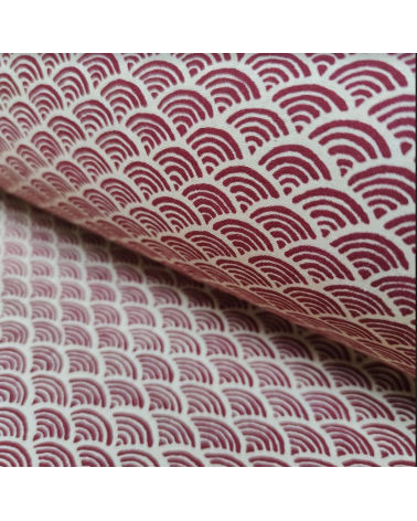 Japanese 'Seigaiha' cotton fabric burgundy over sand