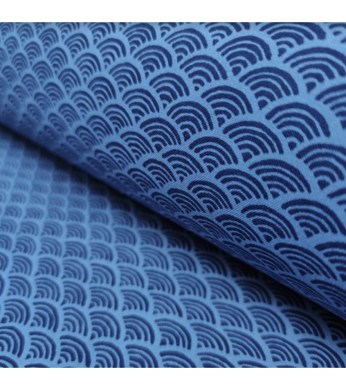 Tela japonesa de algodón "seigaiha" en azules